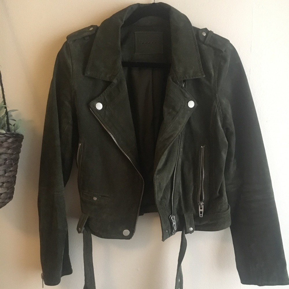 Blank NYC Olive Green Suede Moto Jacket